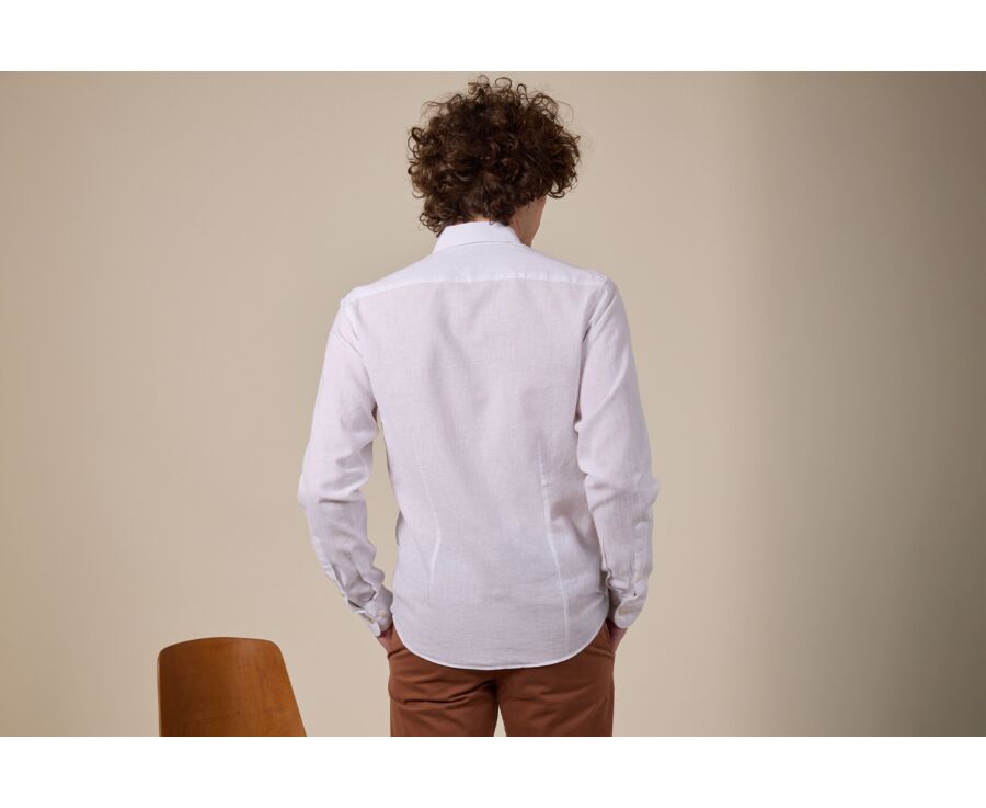 White Chambray Cotton Linen Shirt - French Collar - SILBERT