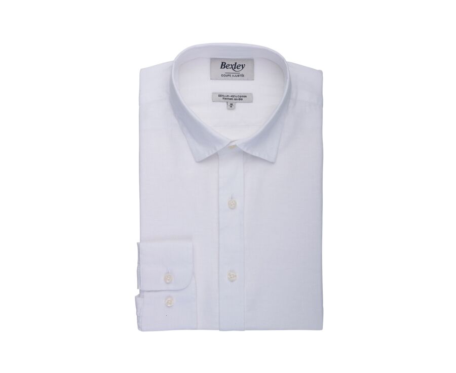 Men’s Patterned White Chambray Shirt - SILBERT