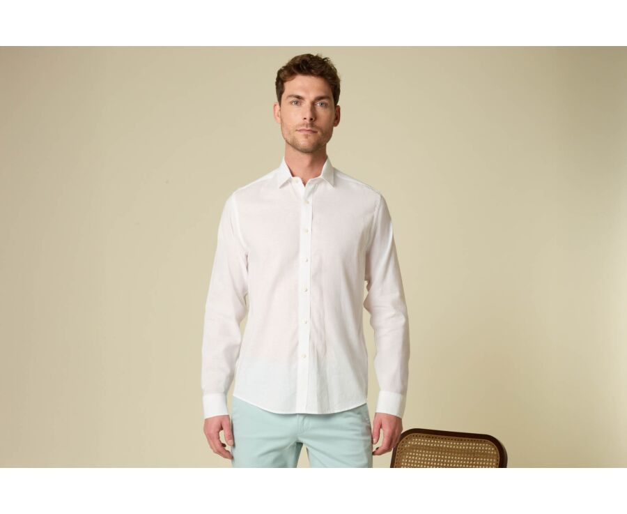 Men’s Patterned White Chambray Shirt - SILBERT