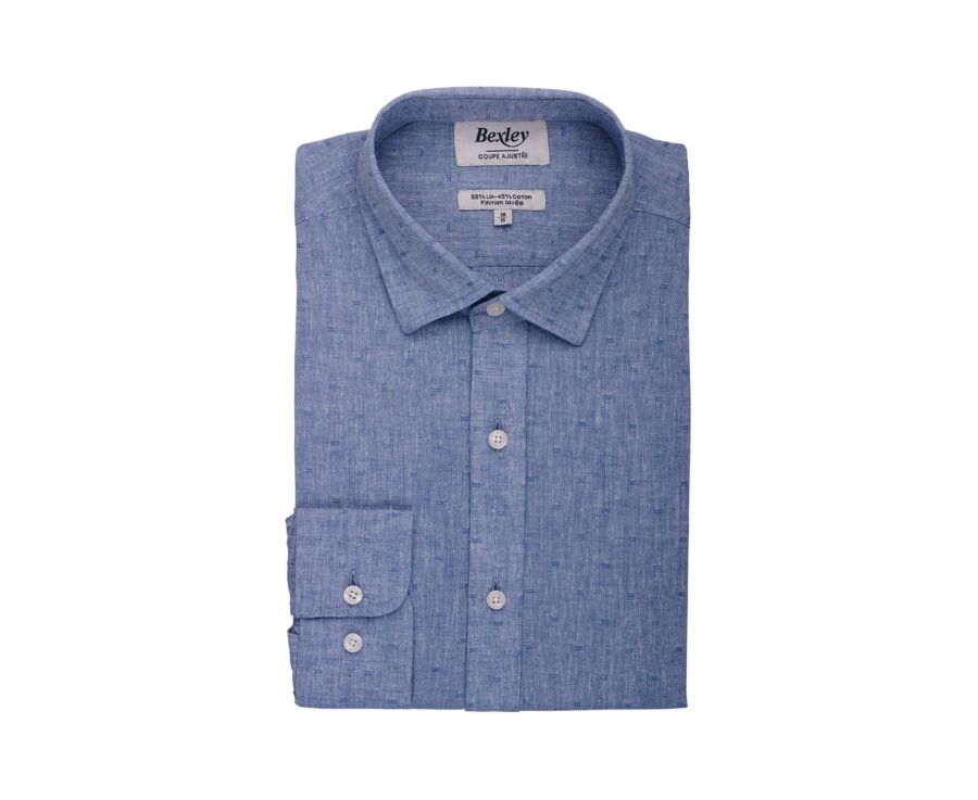 Men’s Patterned Blue Chambray Shirt - SILBERT