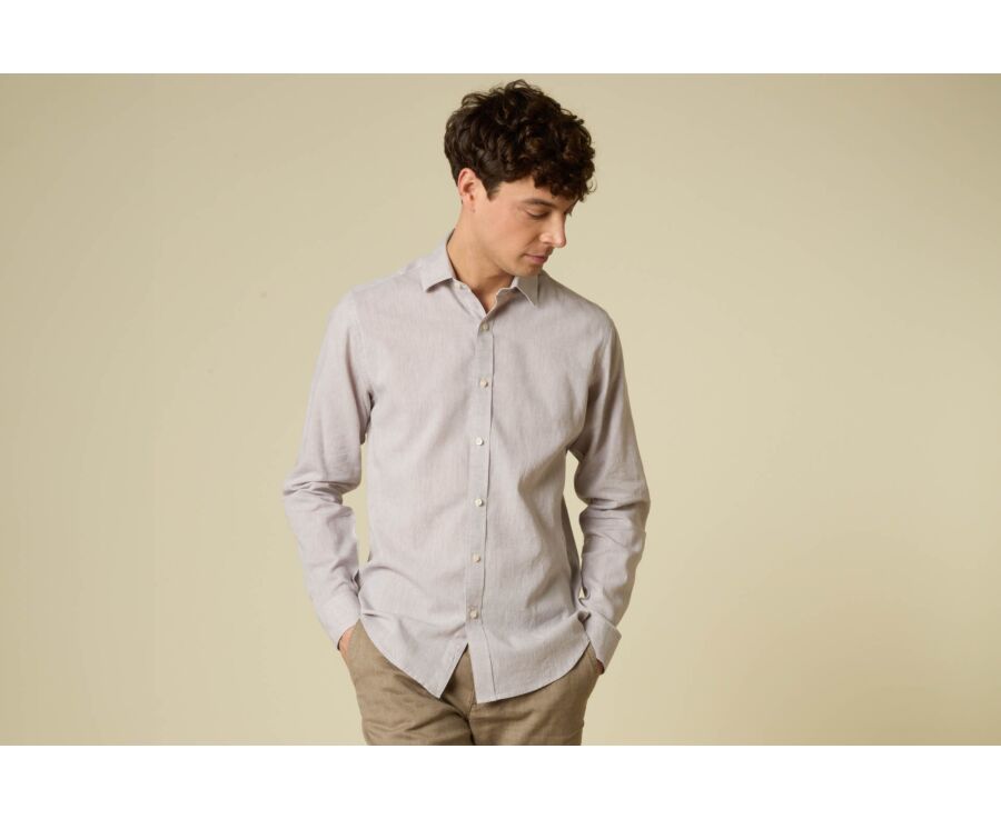 Men’s Light Greige Chambray Shirt - SILBERT