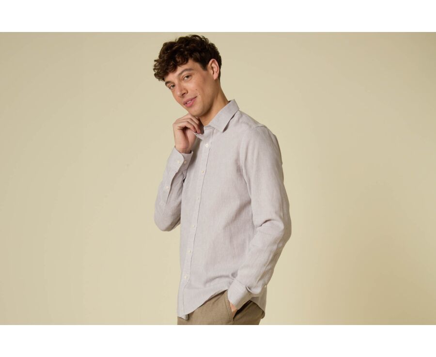 Men’s Light Greige Chambray Shirt - SILBERT