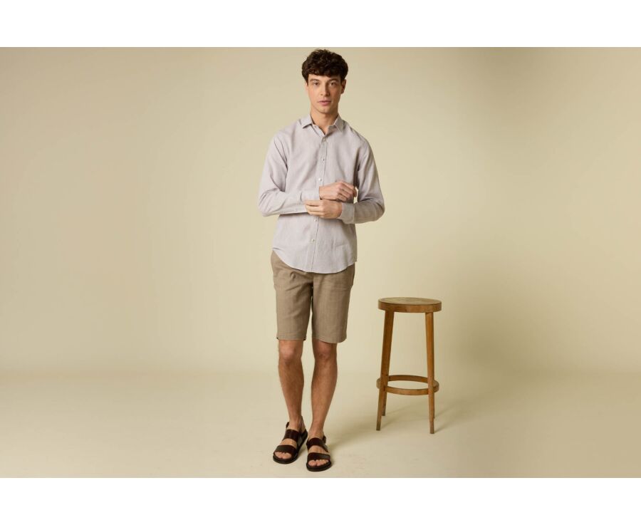 Men’s Light Greige Chambray Shirt - SILBERT