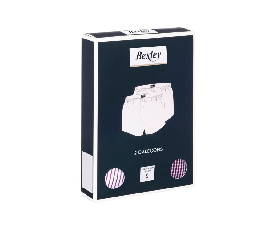 Men's cotton boxer shorts Red and white - ELON