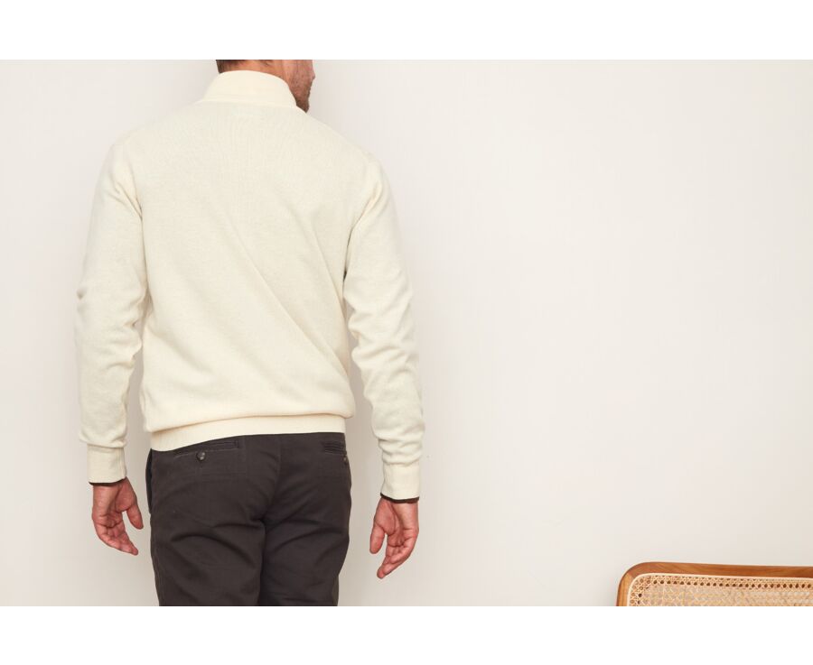 Ecru half-zip wool cable knit sweater - KEITHOR