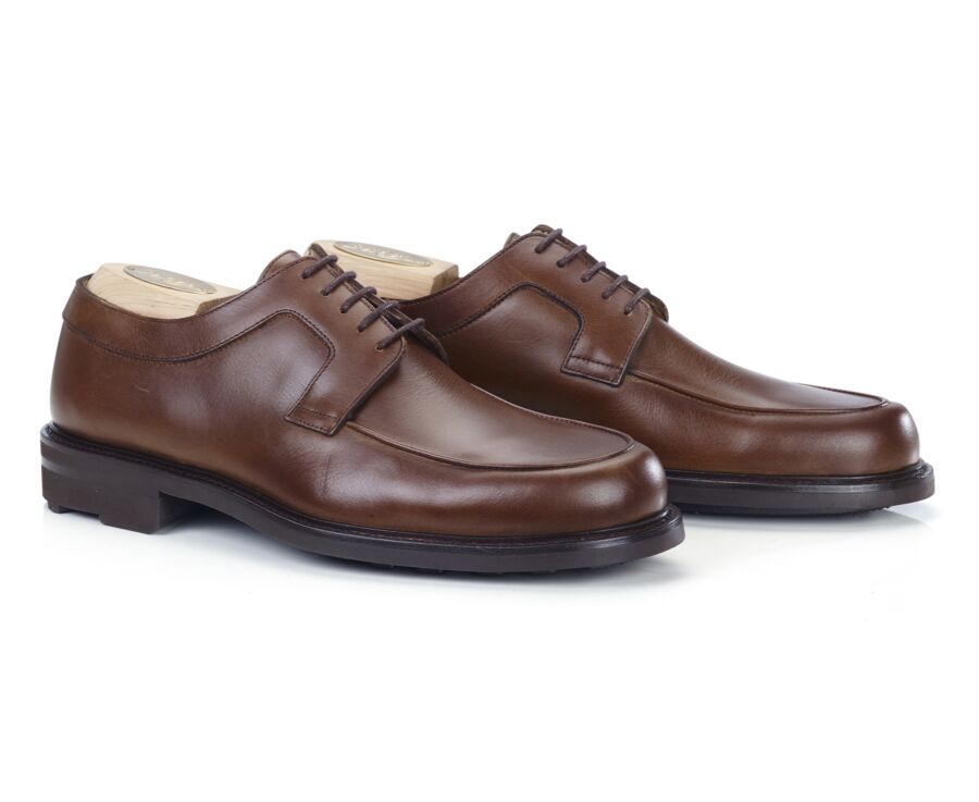 Brown Cognac Derby Shoes - Rubber outsole - HUDSON II GOMME COUNTRY