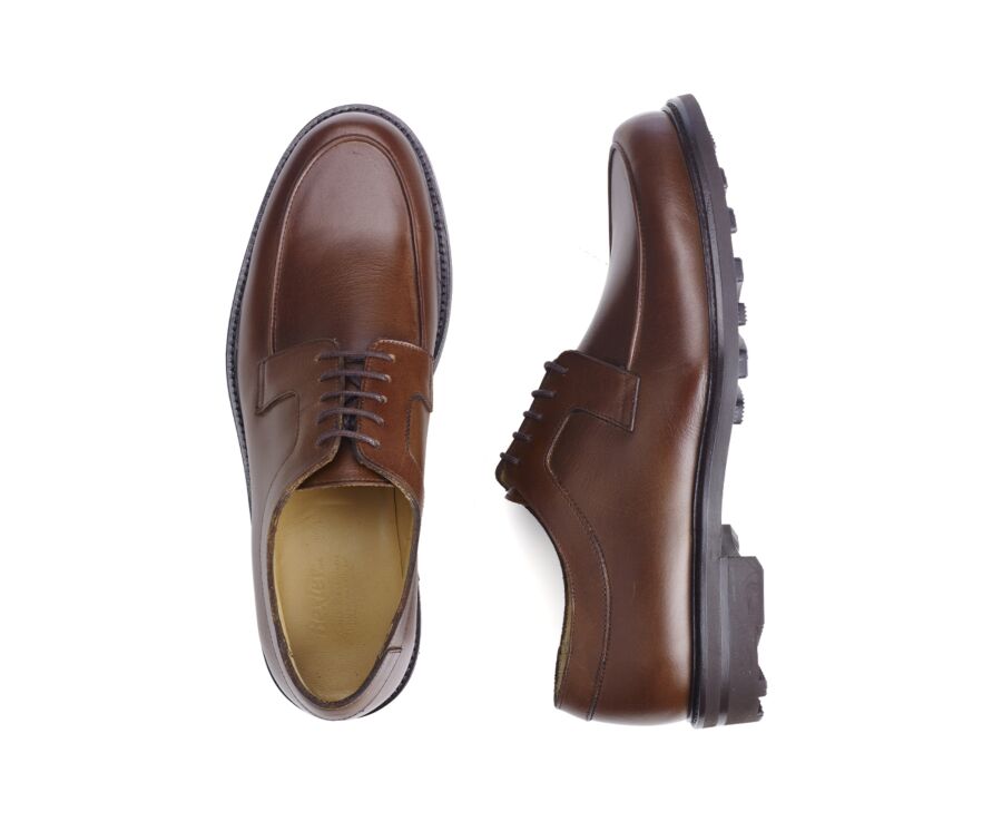Brown Cognac Derby Shoes - Rubber outsole - HUDSON II GOMME COUNTRY