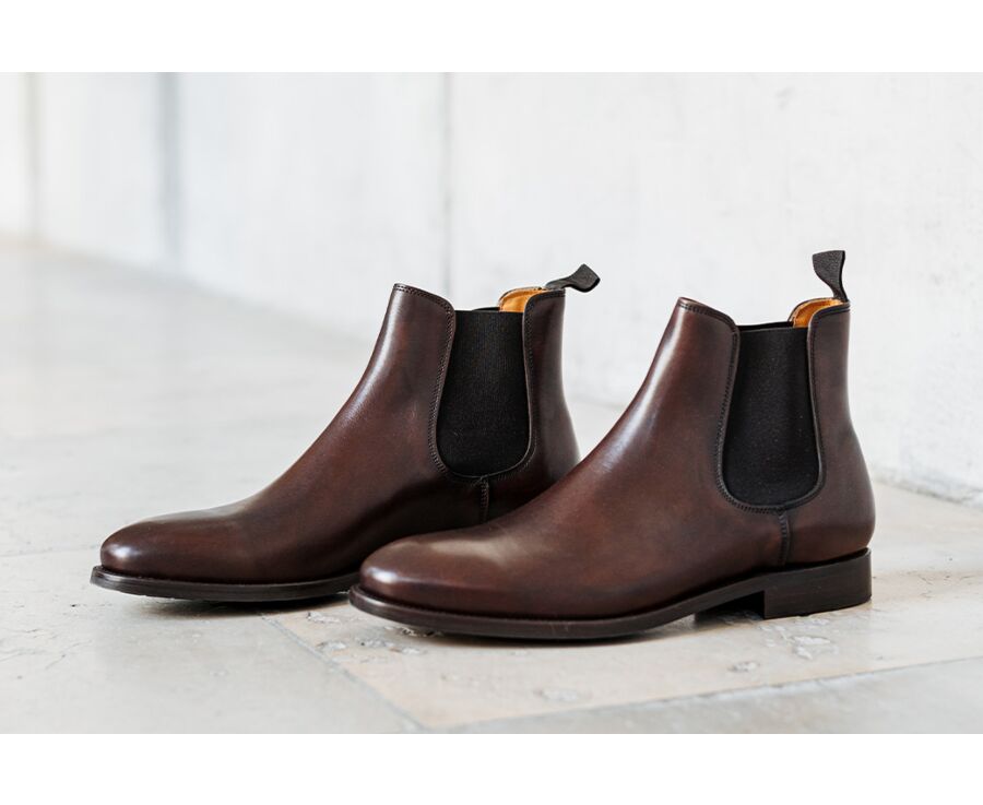 Patina Chocolate Leather Chelsea Boots - ALDERTON GOMME