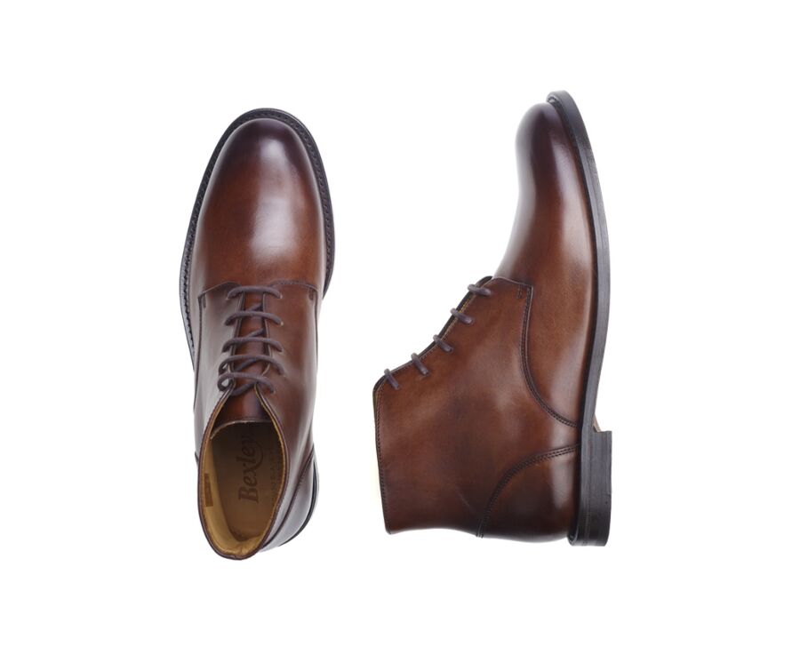 Patina Chocolate Leather Boots - KINSHAM