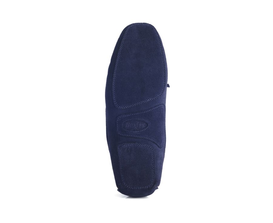 Navy Suede Wool Lining Moccasin slippers