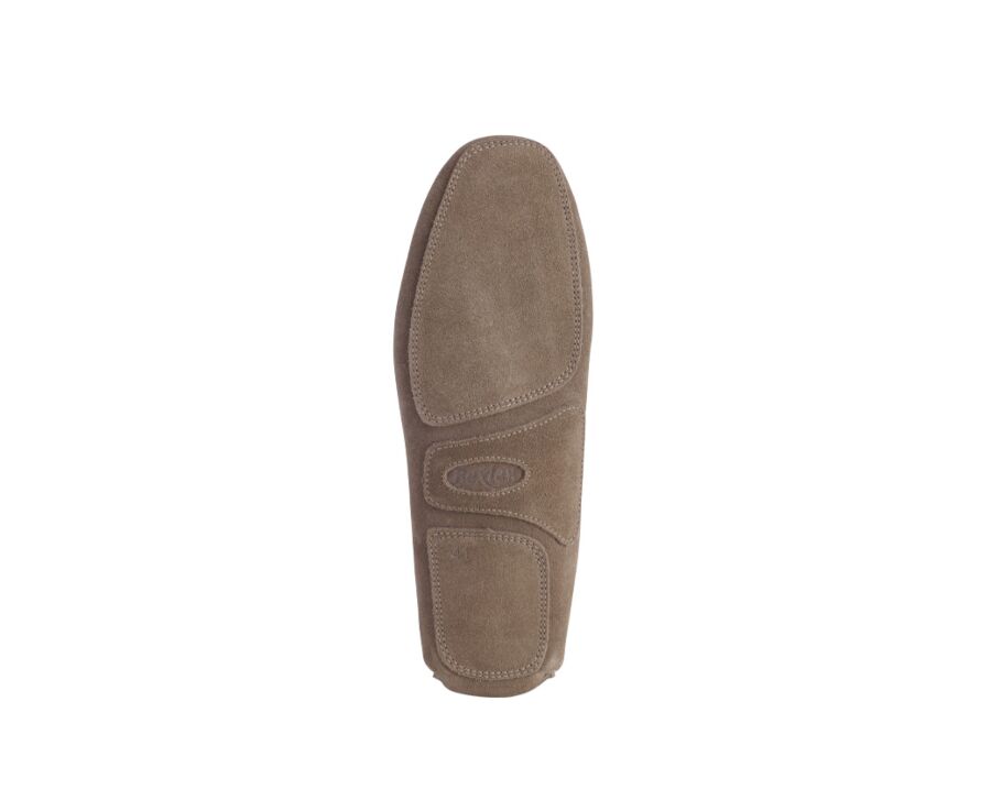 Taupe Suede Wool Lining Moccasin slippers
