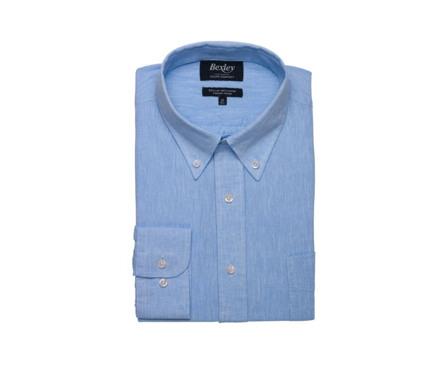 Light Blue Chambray cotton/linen shirt - COLTEN