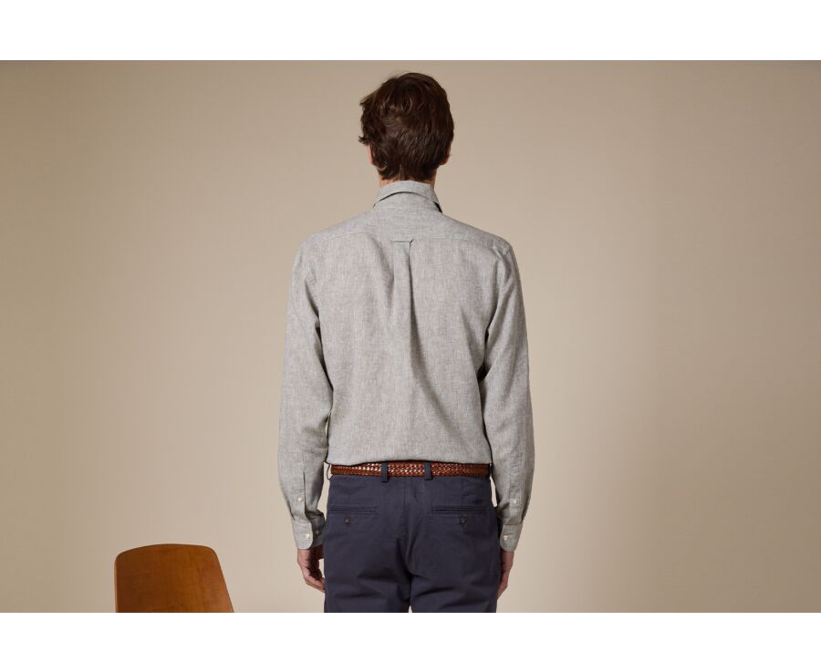 Green Khaki Chambray cotton/linen shirt - COLTEN