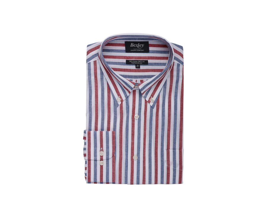 Vintage Red and Blue Chambray cotton/linen shirt - COLTEN