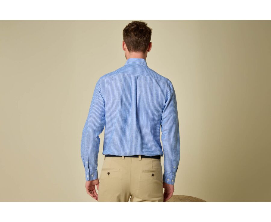 Ocean Blue & Blue Chambray cotton/linen shirt - COLTEN