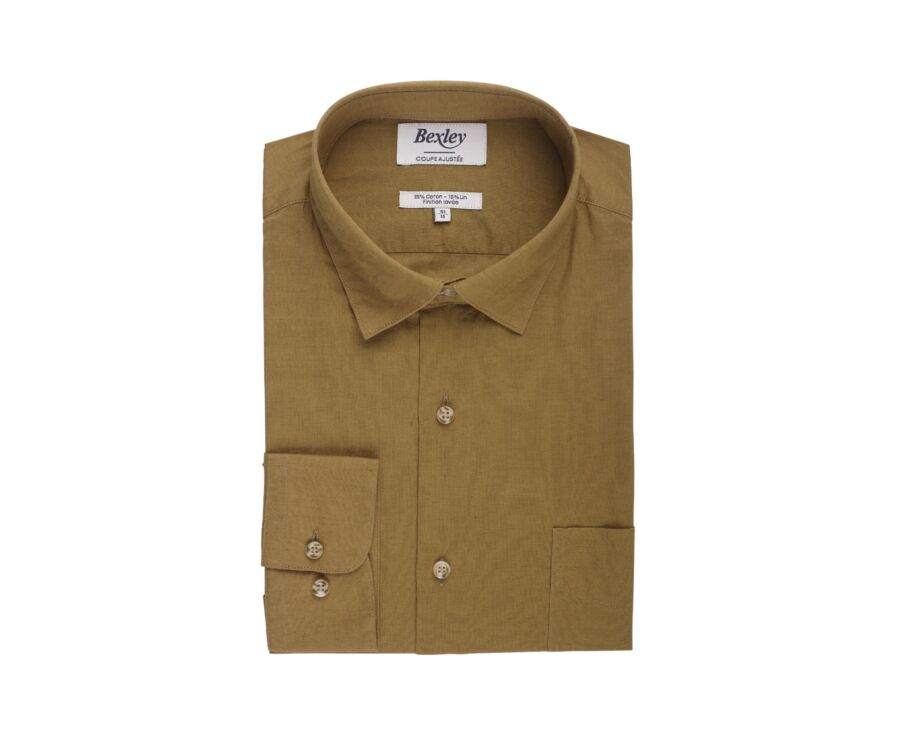 Khaki cotton linen shirt - SYLBERT