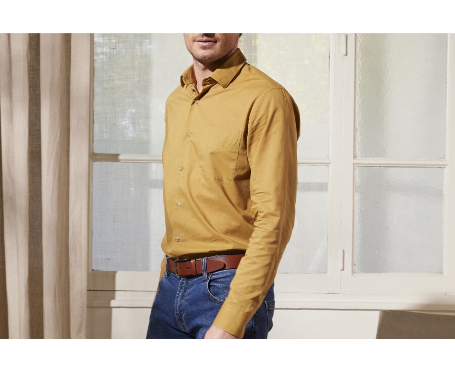Caramel cotton linen shirt - SYLBERT