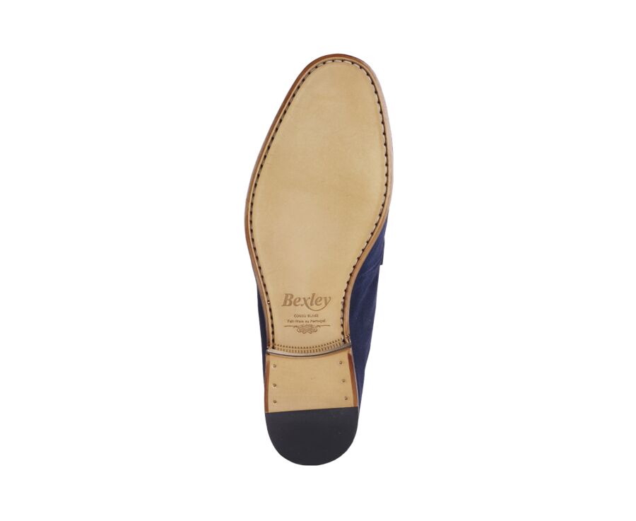 Navy Suede Men's penny Shoes - CEVIO