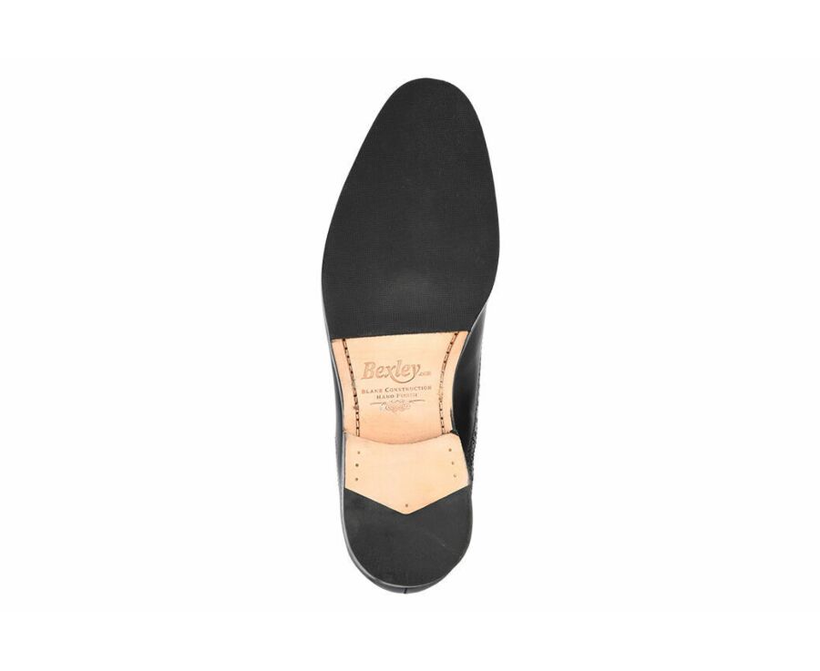 Black Leather Buckle Shoes - BLOOMINGDALE SILVER PATIN