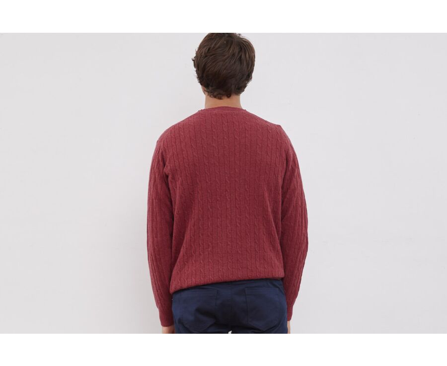 Red melange wool with cord pattern jumper - CONTOR