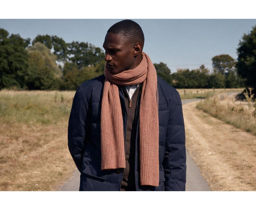 Men's rust mélange lambswool scarf