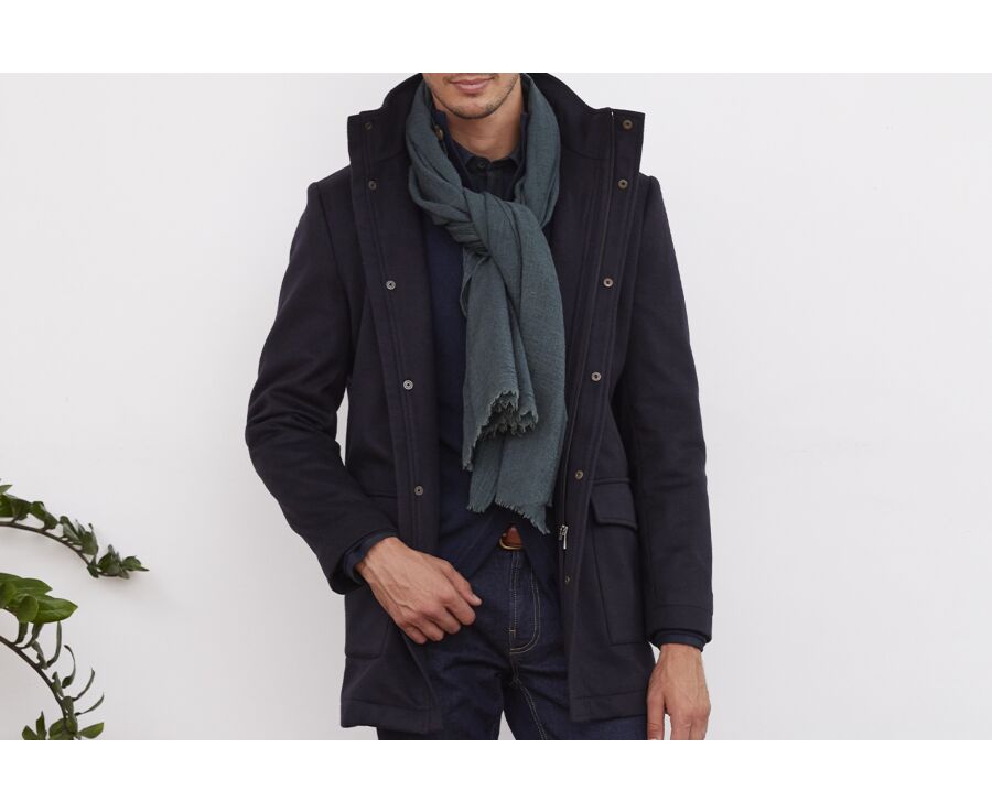Navy Men's cashmere wool coat - GRELLAN
