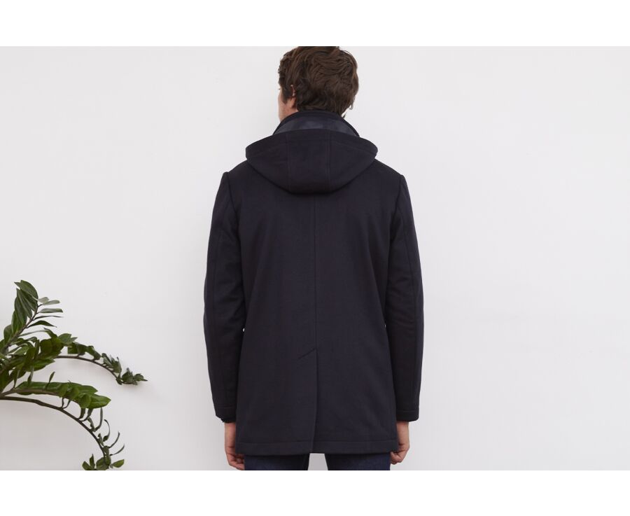 Navy Men's cashmere wool coat - GRELLAN