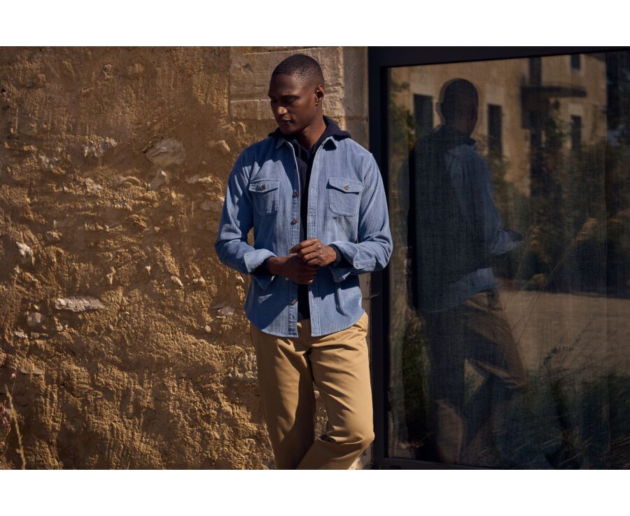Men's steel blue corduroy overshirt - VICTORIN
