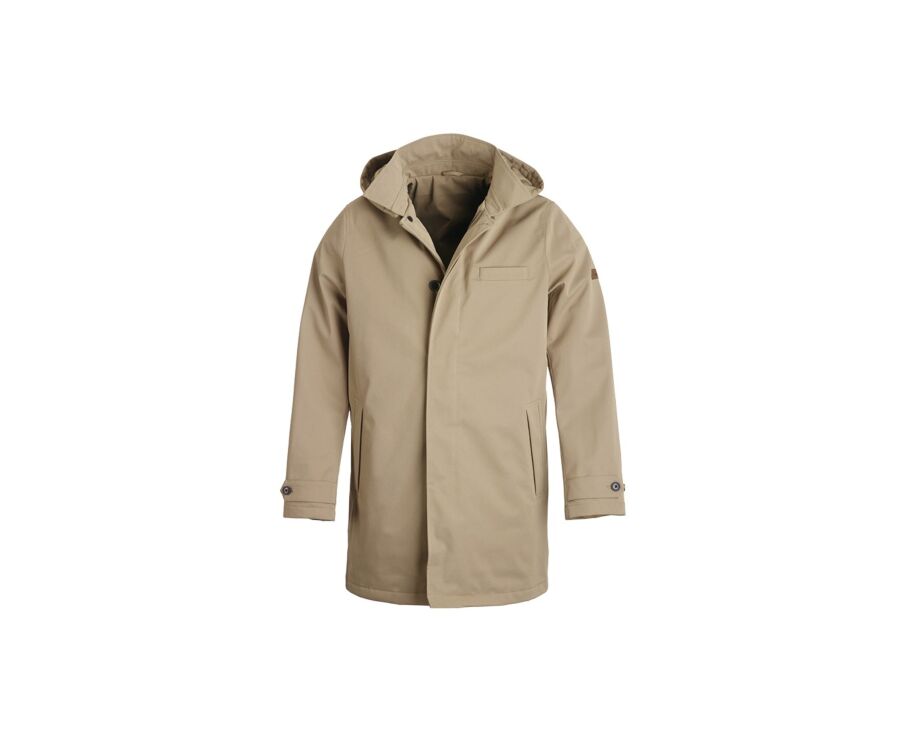 Dark Beige padded Men's trench coat - AURESTILDE