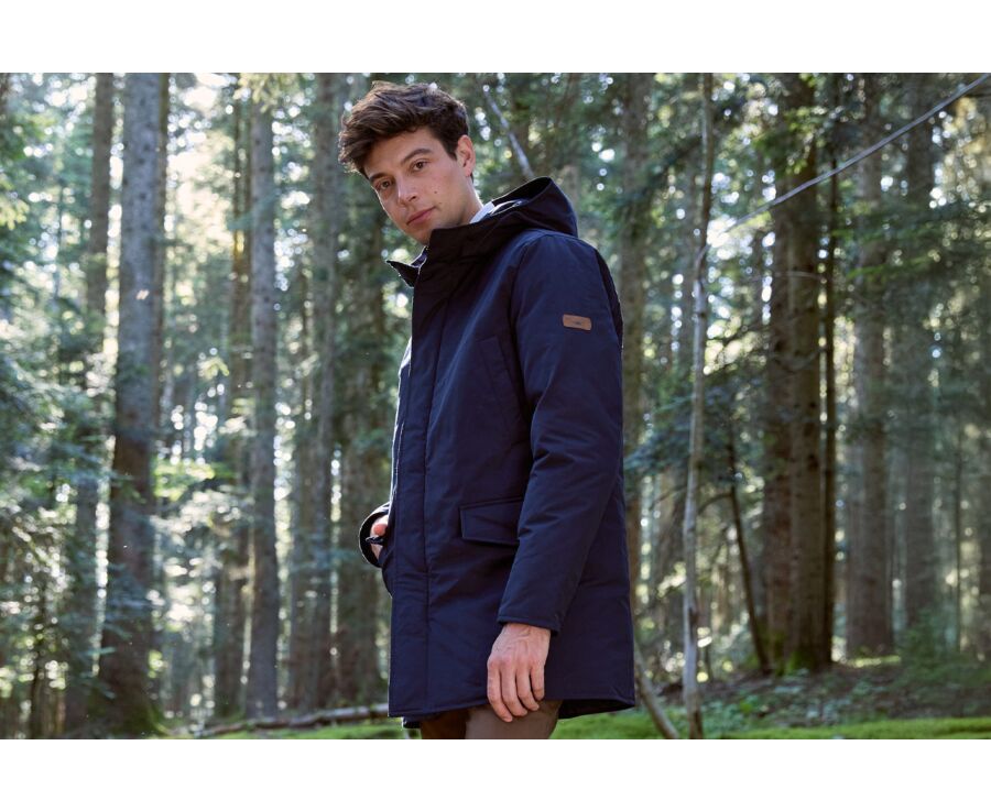 Men's Dark Navy Feather-Lined Winter Parka - SOREN III
