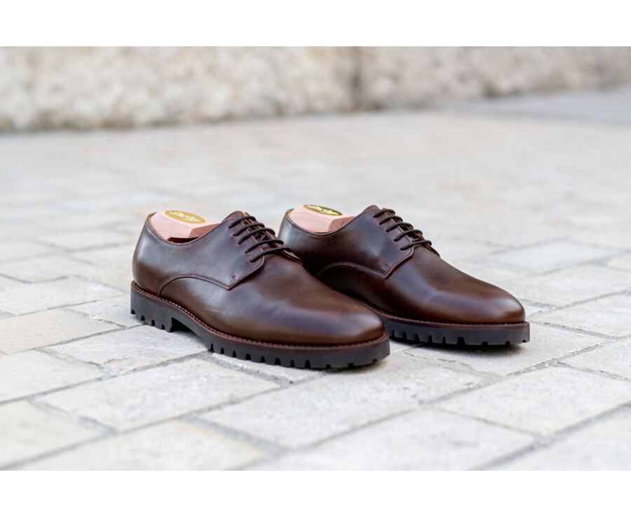 Chocolate Derby Shoes - Rubber outsole - BUSHEY GOMME