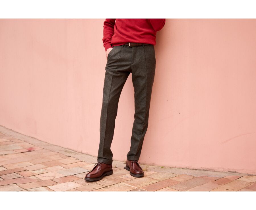 Dark Khaki Chevron Men's dress trousers - LELIAN