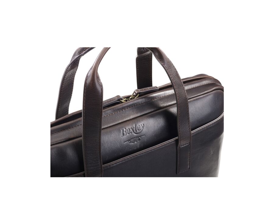 Dark Chocolate Men's leather satchel - HARWINTON