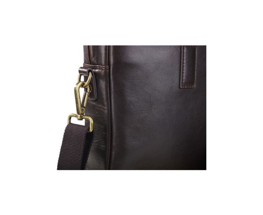Dark Chocolate Men's leather satchel - HARWINTON