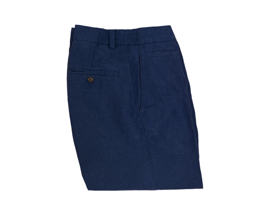 Indigo Blue Linen Bermuda Shorts - BORYS