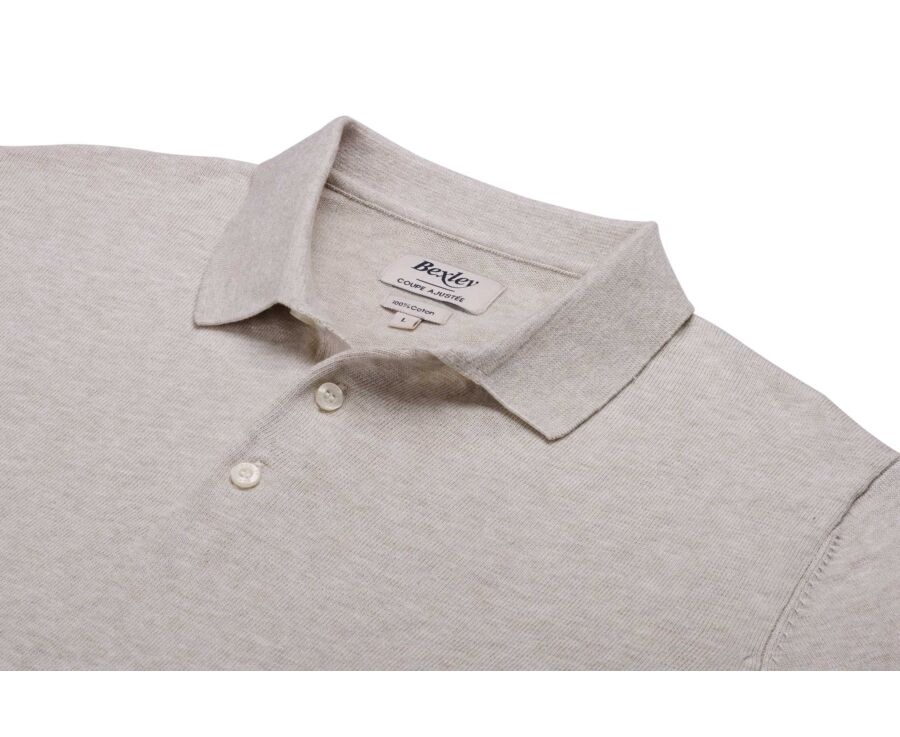 Men’s Dress Knit Polo Shirt Beige Melange - BRAIDEN