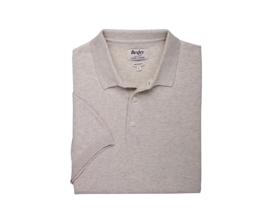 Men’s Dress Knit Polo Shirt Beige Melange - BRAIDEN