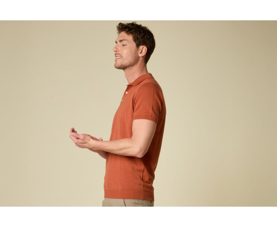 Men’s Dress Knit Polo Shirt Terracotta - BRAIDEN II