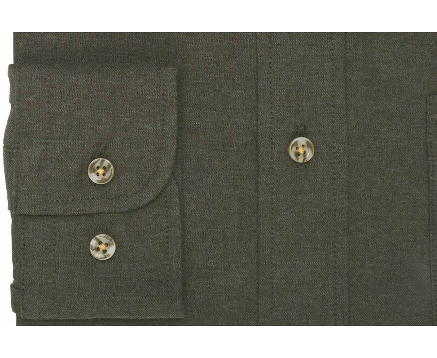 Men's plain dark green flannel shirt - ANDER