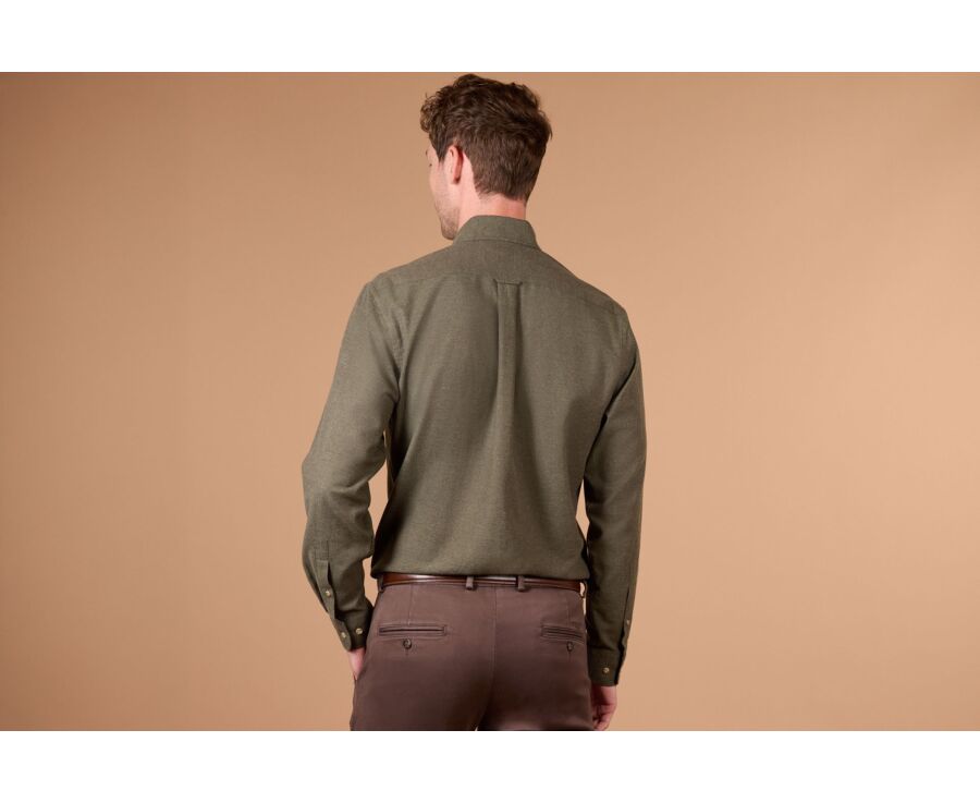 Men's plain dark green flannel shirt - ANDER
