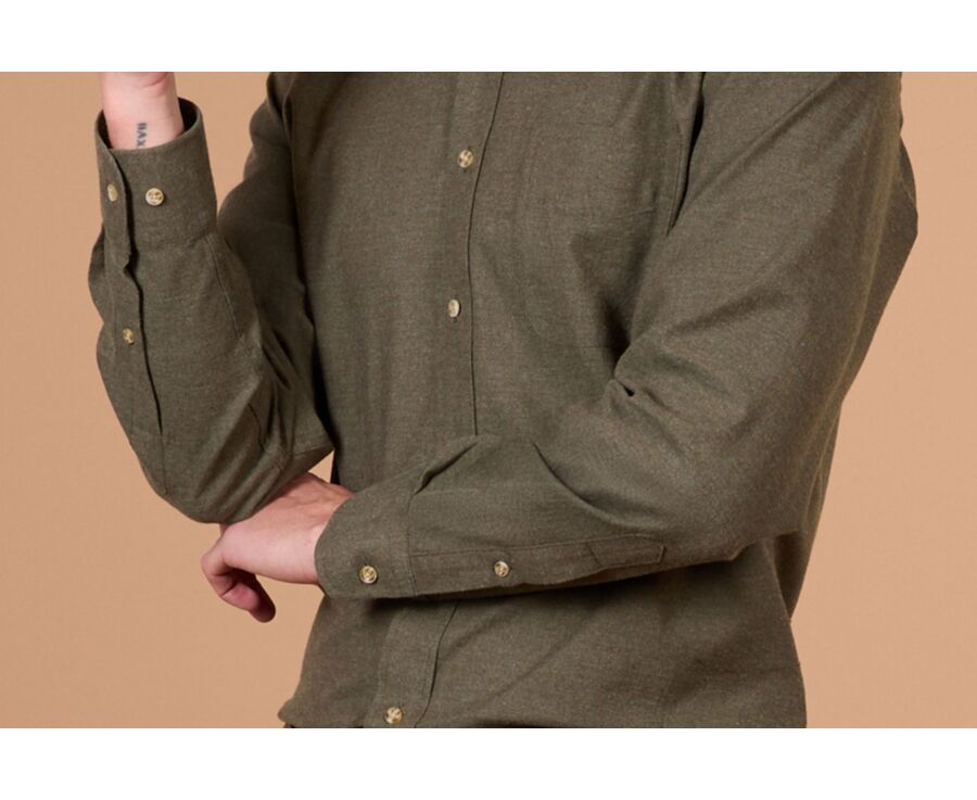 Men's plain dark green flannel shirt - ANDER
