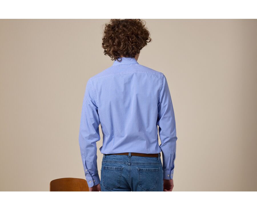 Light Blue & White Cotton shirt - Straight collar - VALAIRE