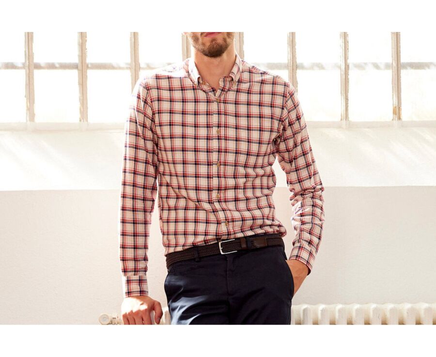 Red & Ecru Flannel shirt - Pocket - ALDERICK