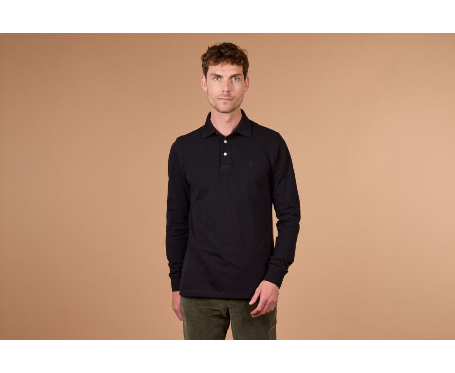 Black Men's long sleeve polo shirt - ALEC II ML