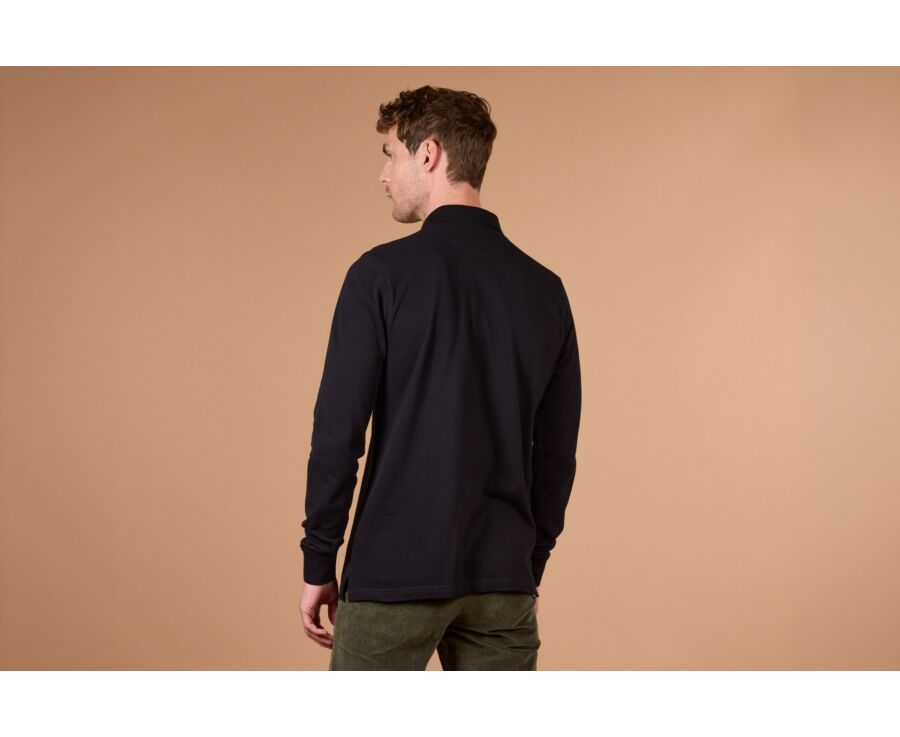 Black Men's long sleeve polo shirt - ALEC II ML