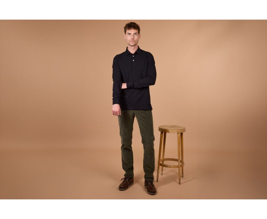 Black Men's long sleeve polo shirt - ALEC II ML