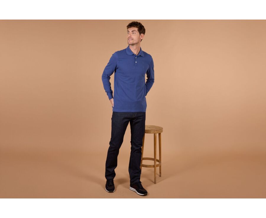 Royal Blue Men's long sleeve polo shirt - ALEC II ML