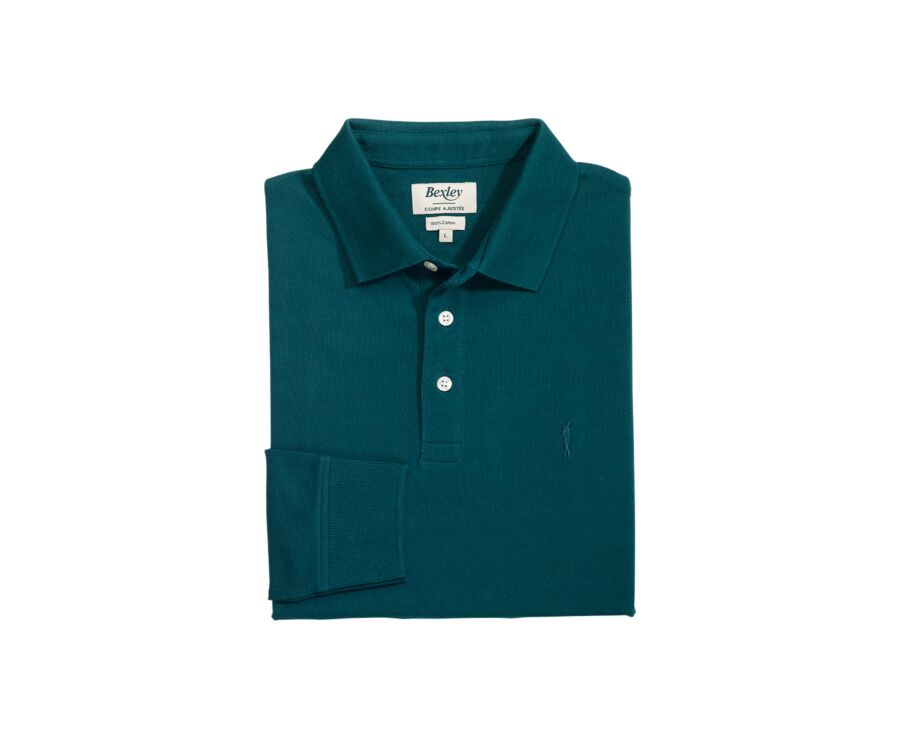 Dark Green - Men's long sleeve polo shirt - ALEC II ML