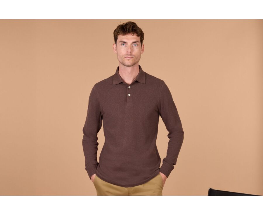 Dark chocolate melange polo shirt - ALEC II ML