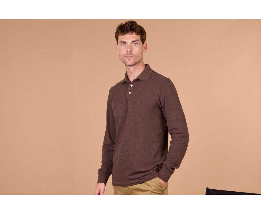 Dark chocolate melange polo shirt - ALEC II ML